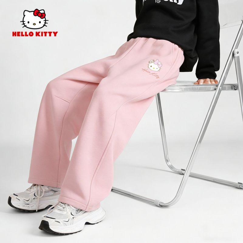 Hello Kitty Girls  Pants, Spring and Autumn 2026 New Style, Pink Children s Sweatpants, Stylish for Older Girls, Spring Fashion Trend Princess Ti K Peach Powder 140