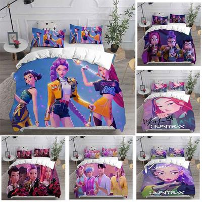 KPop Demon Hunters Bedding Sets EU Single Comforter Quilt Bed Cover Duvet Cover Pillow Case 2-3 Pieces Sets Kids Adult Size