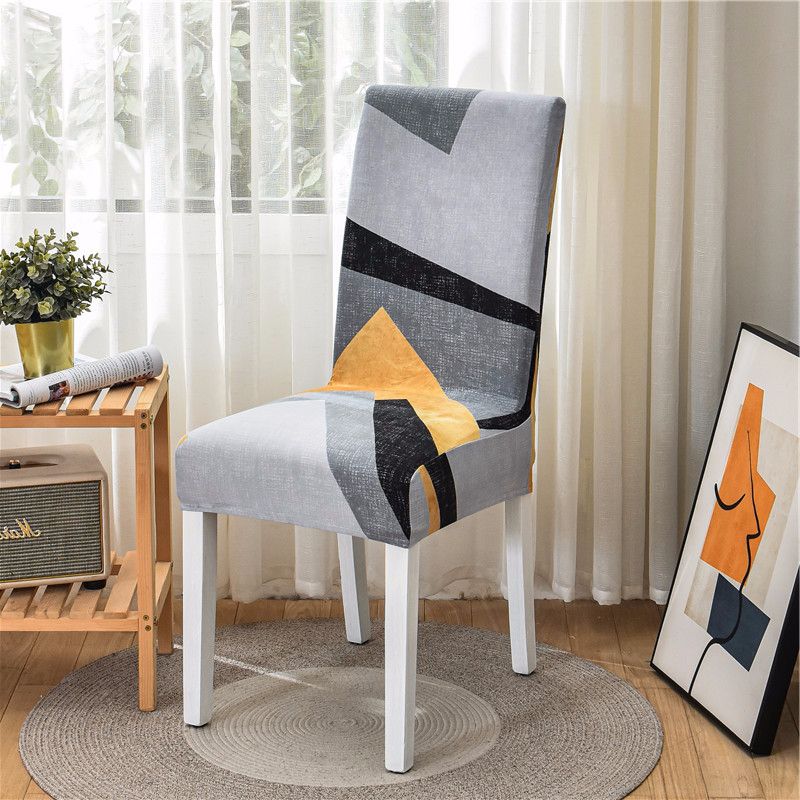 Geometric Dining Chair Cover Spandex Elastic Chair Slipcover Case Stretch Chair Covers For Wedding El Banquet Dining Room