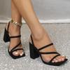 Women's Heels Square Open Toe Strappy Ankle Strap Block High Heeled Sandals Dressy Wedding Shoes Chunky Block Heeled Sandals Dress Shoes for Women