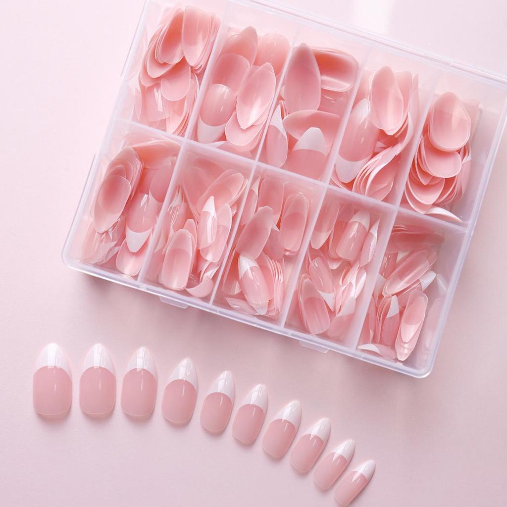 High-End Summer Nude & Pink French False Nails - 120 Piece Set