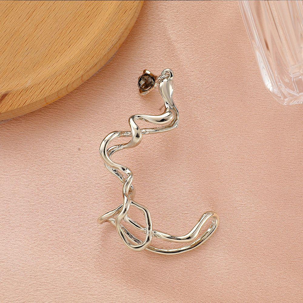 Soild Color Vintage Irregular Earrings Women Clip  Earrings Snake Ear Hook Korean style Jewelry