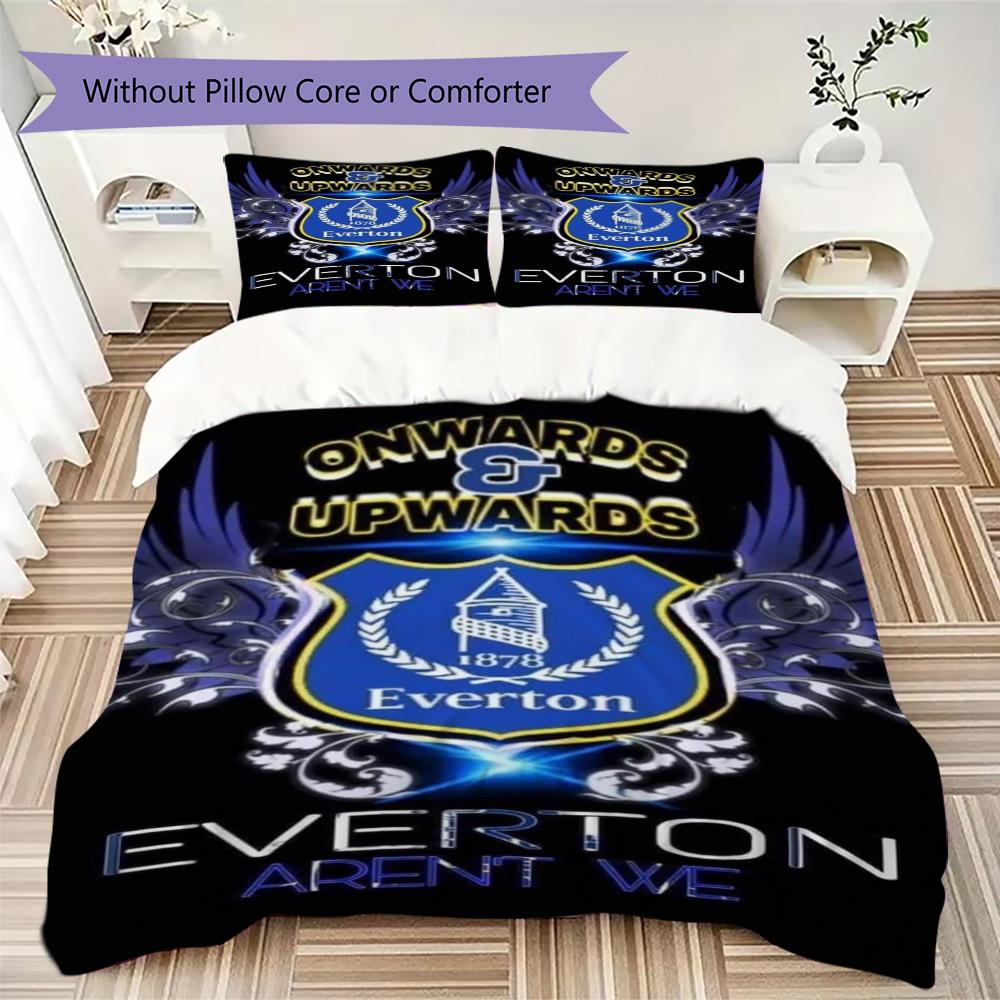 Everton FC Pattern Bedding Uilt Set Uilt Cover Pillowcase Home Decoration Birthday Gift (1 * Duvet Cover + 2 * Pillowcase  Without Core)41