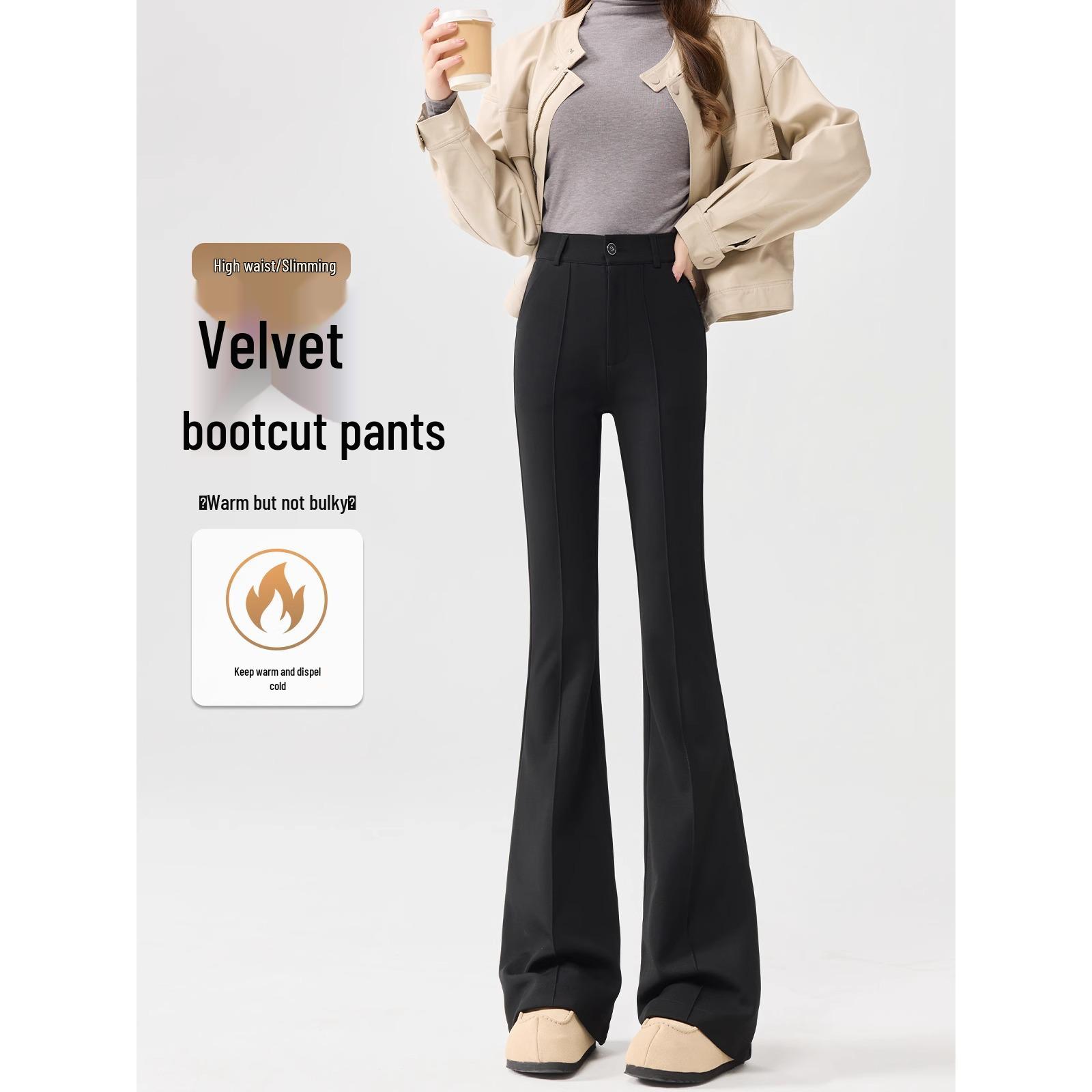 

Женские черные облегающие брюки с высокой талией и микро-клешем - Летняя коллекция 2025 XL fits 116-125 jin