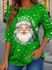 2025 Christmas Women's T Shirt Graphic Santa Claus Fashion Casual Long Sleeve T-shirt Crew Neck Regular Tops Print Spring Fall