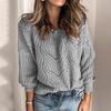 Women's Round Neck Hollow Knit Sweater - Pure Color Pullover