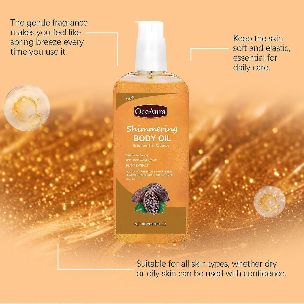 Limited time!!Oceaura Shimmering Moisturizing Body Oil - Hydrating, Nourishing Daily Body Care, Full Body Massage Essential Oil
