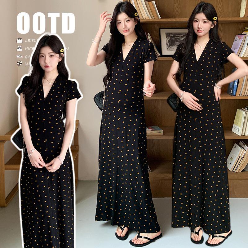 2026 Summer Polka Dot V-neck Slimming Knit Dress M