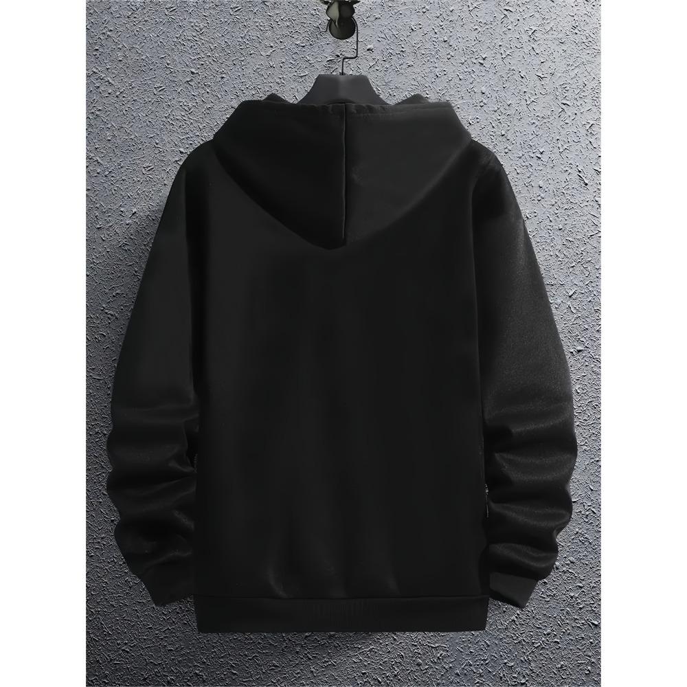 Men's Lined Long Sleeved Zipper Jacket Hooded Sweatshirt, Suitable for Daily Wear, Suitable for All Seasons, Available in Multiple Colors and Sizes