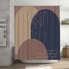 Minimalist Chic Shower Curtain Set Modern Artistic Design for Bathroom Decorations Beige Navy Blue Color Scheme