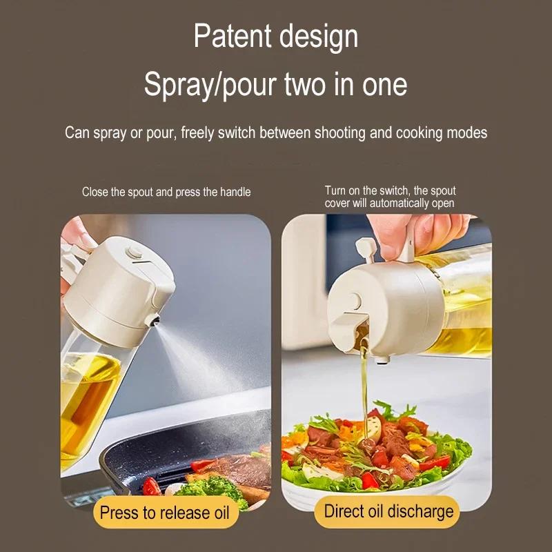 Neue 470ml Doppelzweck Glasölflasche Kochen BBQ Olivenöl Sprühdiffusor Küche Essig Sojasauce Sprühgießer Ölbehälter