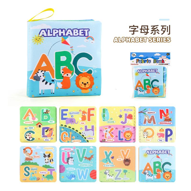 Three-Dimensional Baby Cloth Book Early Education Toy 4 Pages 8 Sides Palm Book Forest Animals English Cognition Baby Cloth Book