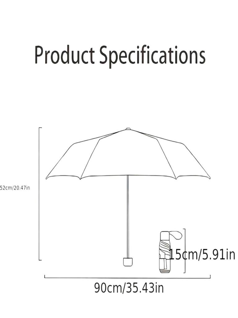 1pc Small Folding Umbrella, Mini Pocket Waterproof Portable Travel Umbrella, Sunshade Umbrella Women Sunscreen UV Sunscreen Umbr
