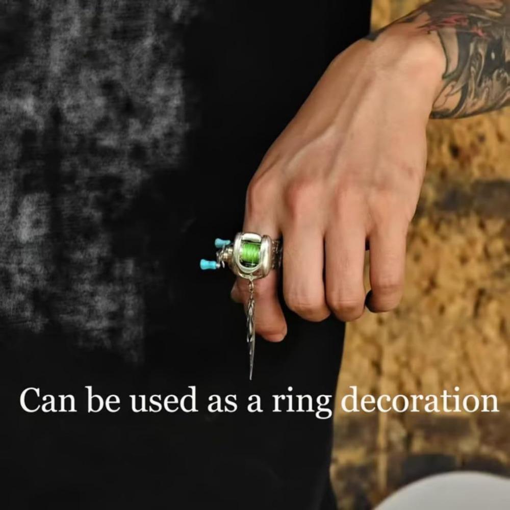 Creative Gift with Rotatable Handle Mini Fishing Reel Necklace Alloy DIY Fishing Reel Ring Backpack Keychain Jewelry Accessories