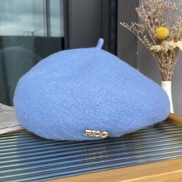 Hat Women's Winter Wool Knitted Artist's Hat British Vintage Student Beret New Three-dimensional Bud Hat Tide