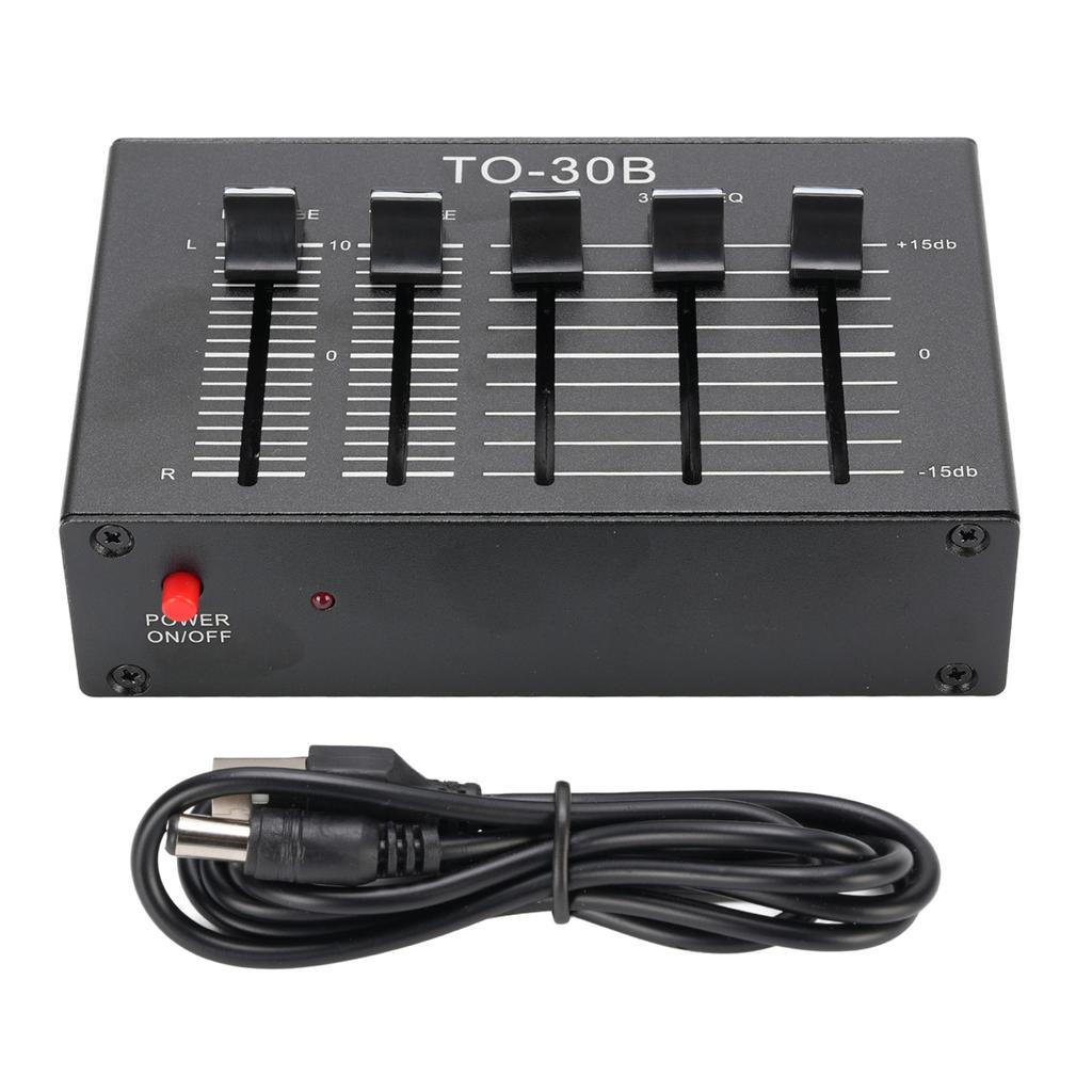 Phono Preamp EQ 2 Channel Digital Sound Equalizer 3 Band 12dB High Mid Low Tone Adjustment Balanced Volume Control 5V