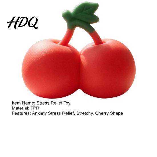 Cherry Fidget Toy Realistic Stress Relief Toy, Giant Squeeze Portable Reliever Soft Stretchy Simulation Fruit Sensory for Anxiety