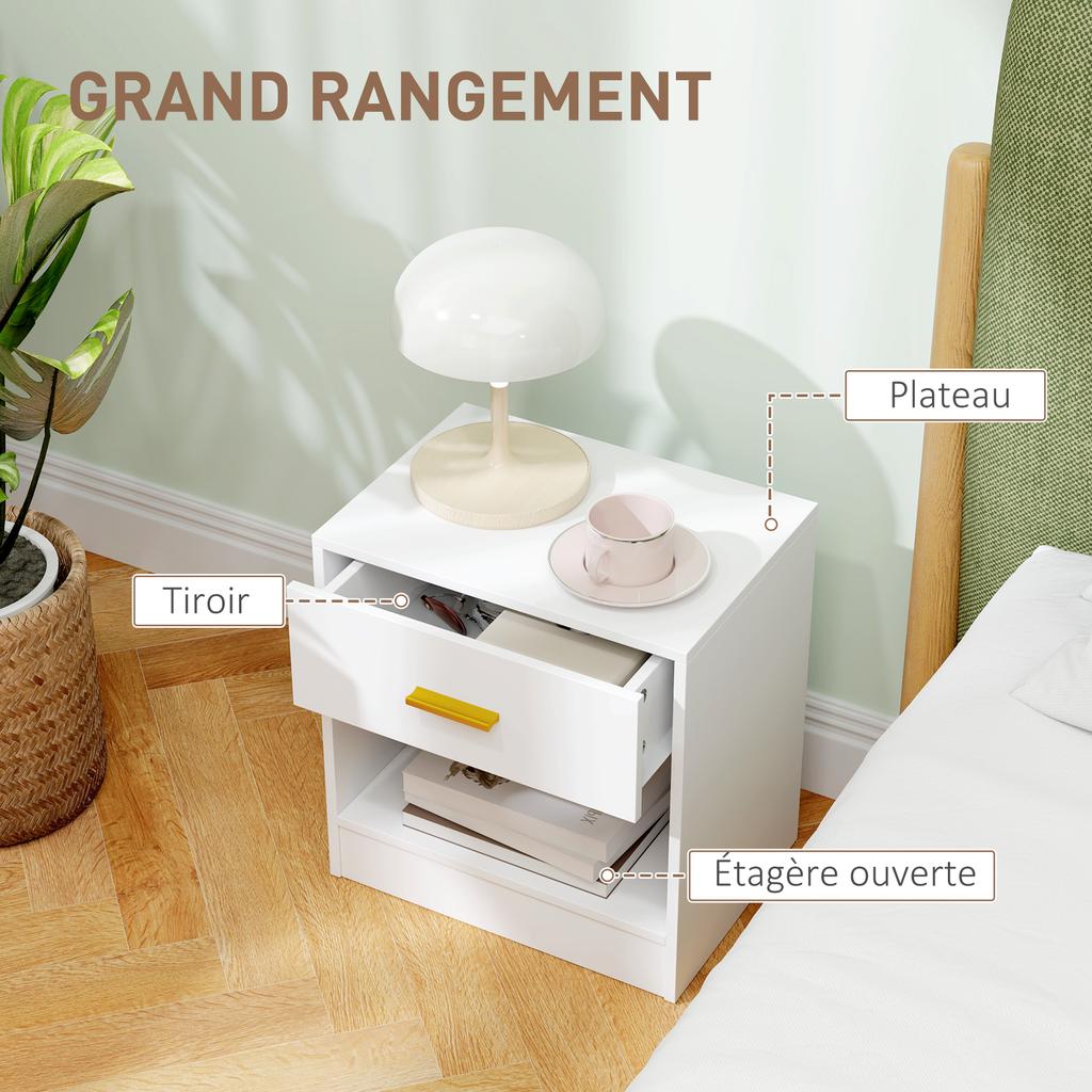 Set Of 2 Nightstands Bedside Table With 2 Drawers And Open Shelves Modern Style 39 X 28 X 41 Cm White