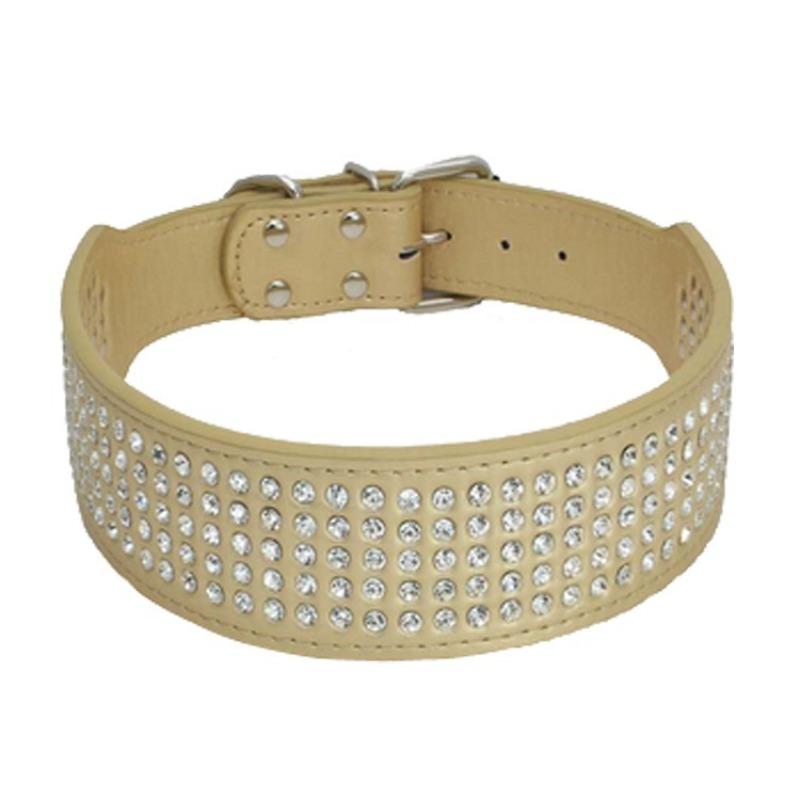 Anti-bite Collar Rhinestone Rhinestone Decorative PU Leather Collar Is Suitable for Medium To Large Dog Collar Collar