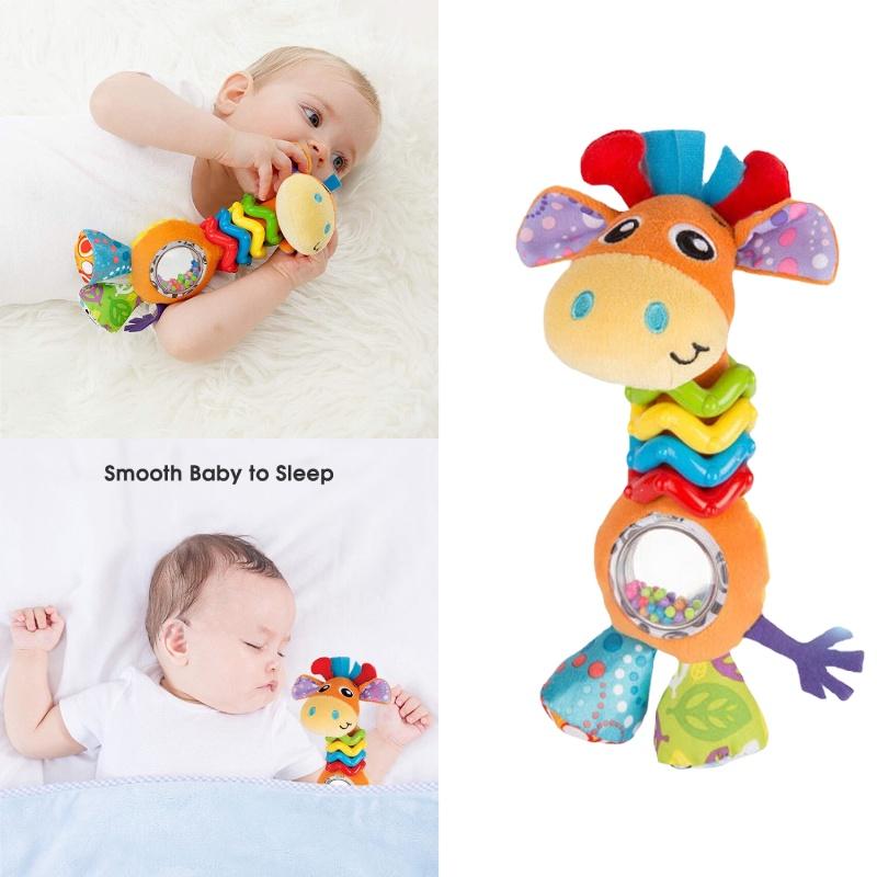 Mummabubba Soft Plush Giraffe Rattle Bell Teether Toy For Babies