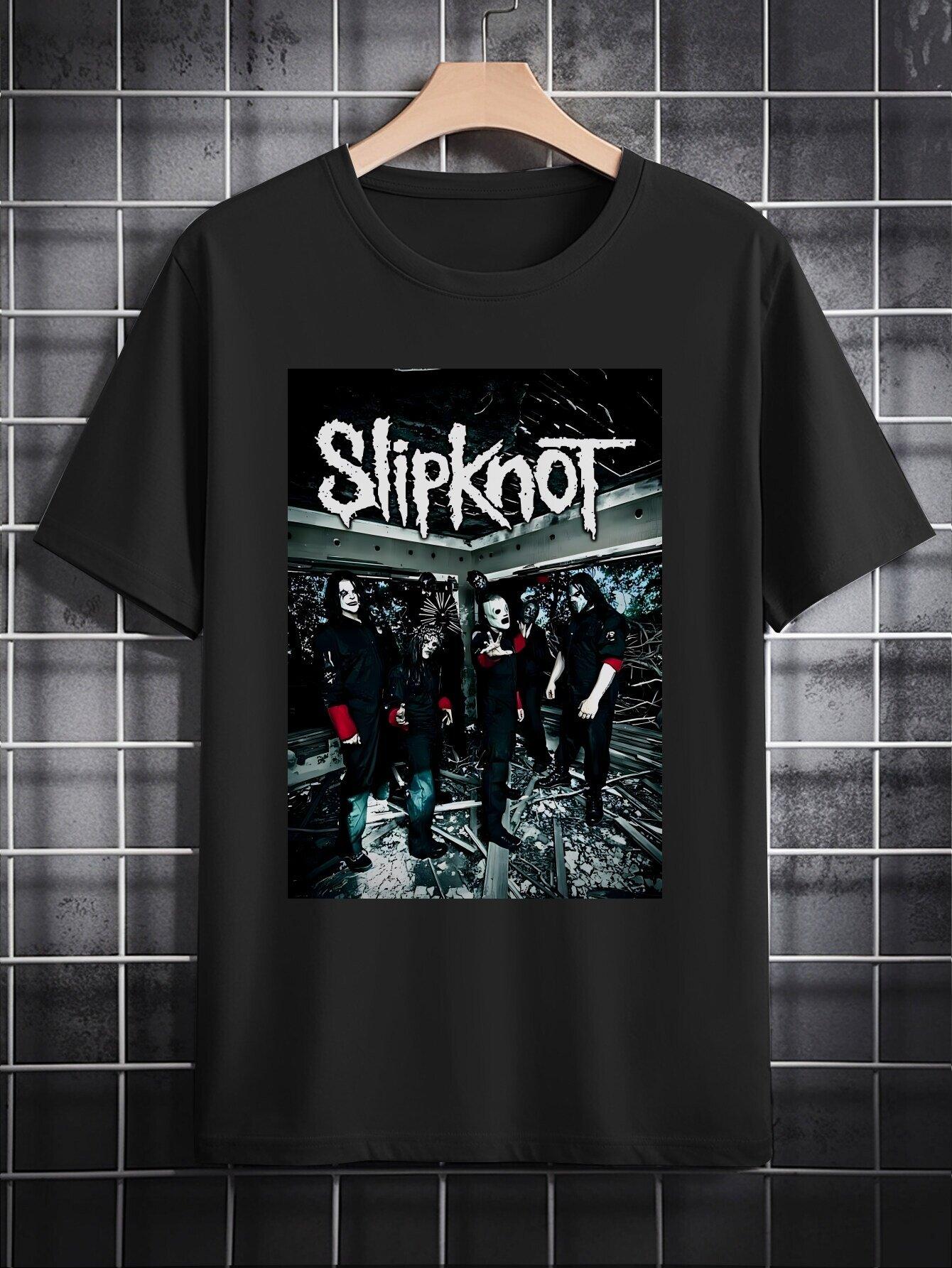 Slipknot Band Graphic T-shirt - 3D Letter Print Summer Tee L