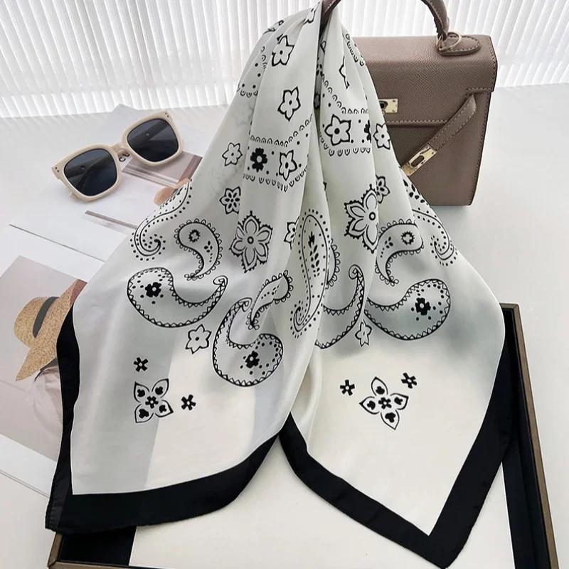 70 Cm Square Scarf Women's Satin Square Print Wrap Foulard Handkerchief Bandanna Neck Hair Skinny Tie Scarves Shawls