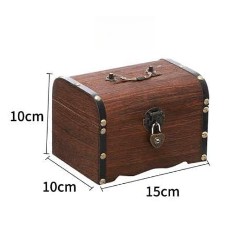Wooden Money Box Piggy Bank Retro Wooden Home Decoration Ornament