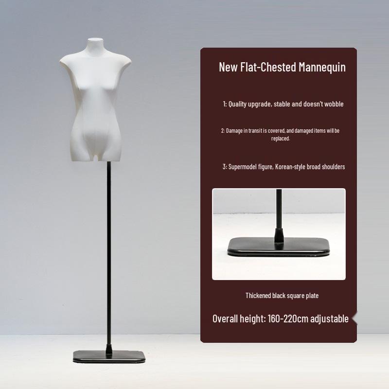 Korean Style Flat Body Female Mannequin with Wide Shoulders for Women's Clothing Display