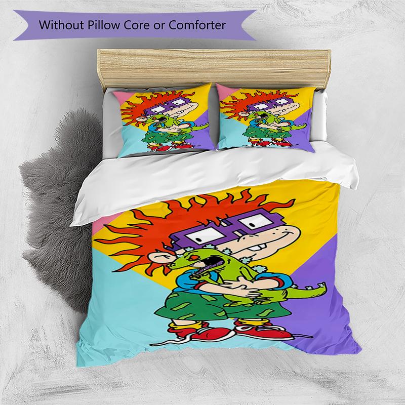 3pcs Rugrats in paris4 Design Cover Set - HD Printed Bedding with 1 Cover and 2 Pillowcases - Perfect for Home and Dorm Decor