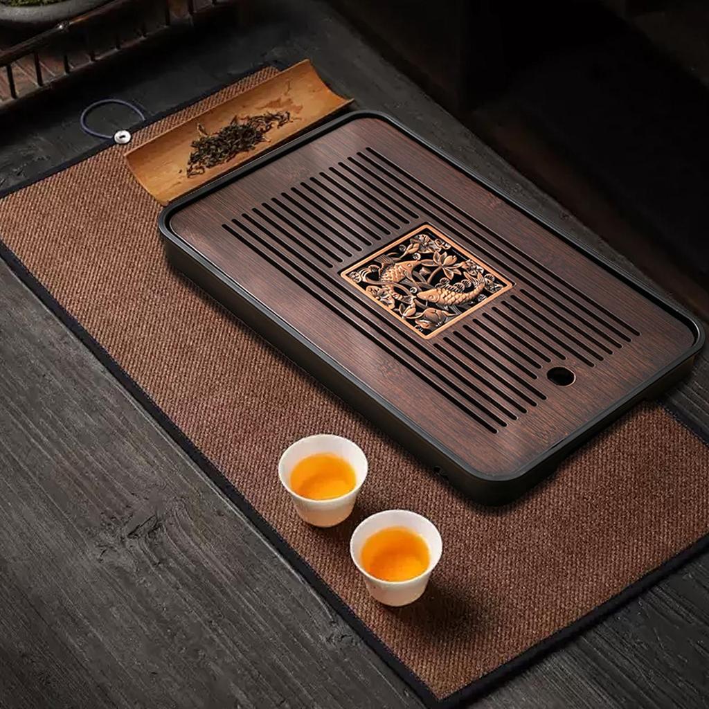 New Chinese Style Bamboo Tea Tray With Water Storage Drainage Tea Table Tea Tray For Household Office Home Tea Set Accessory