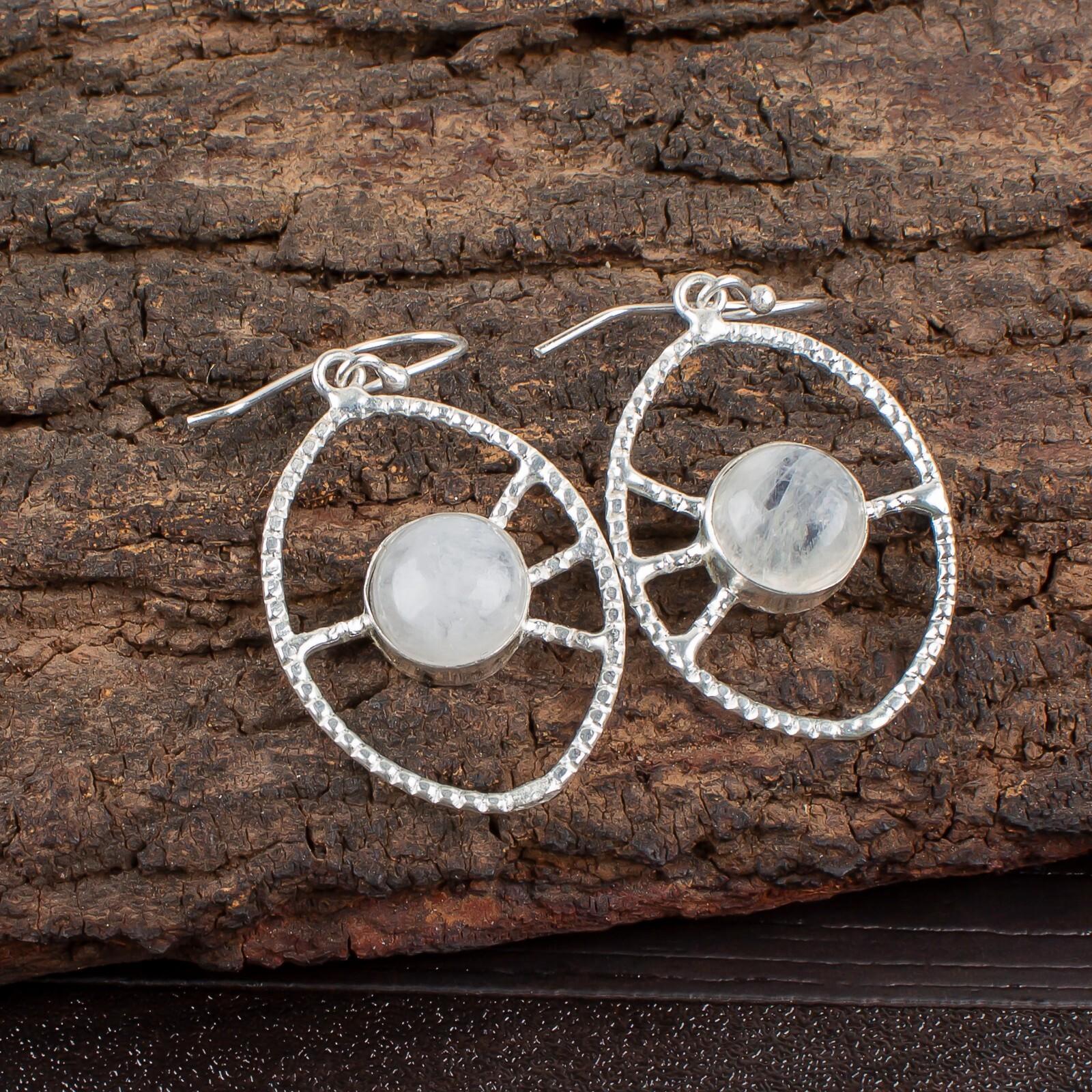 

Rainbow Moonstone Gemstone 925 Sterling Silver Jewelry Handmade Earrings 2.00 EE-52-34