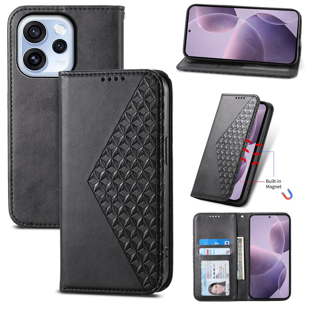 For Oppo Reno15 F 5G Case Calf Texture PU Leather Wallet Phone Cover with Wrist Strap