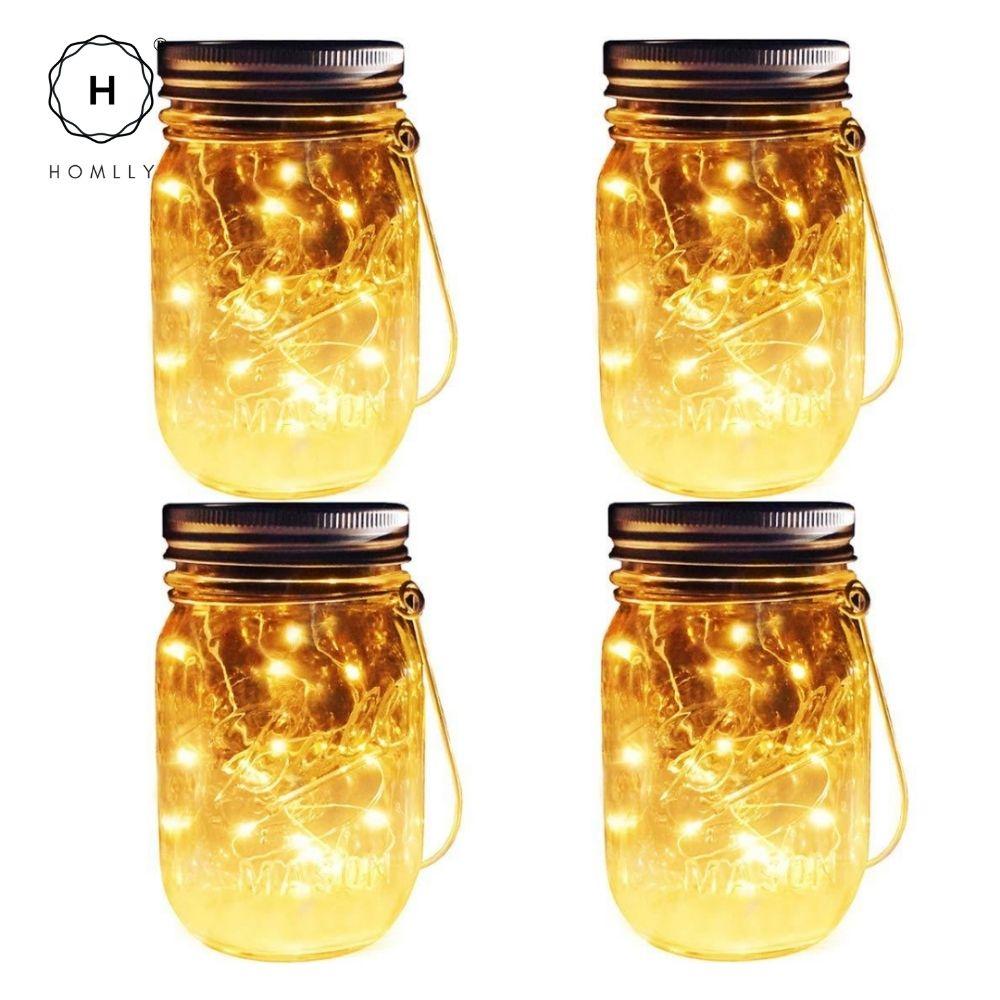 Homlly Solar Mason Jar Fairy LED Lights (X2 PCS)