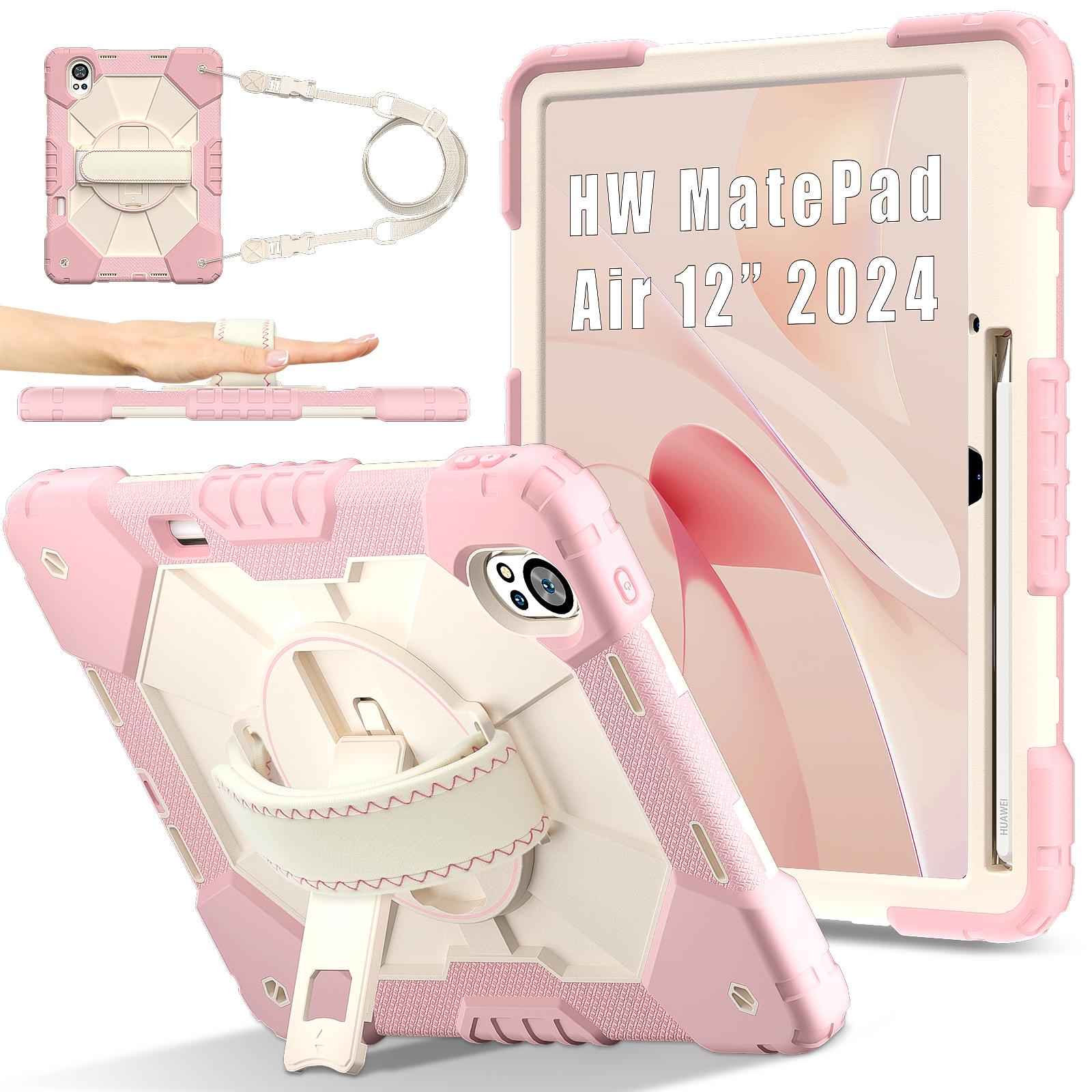 Stand Armor Case For Huawei MatePad Air X 2025 2024 12.0inch Model LRT-W20 LRT-W30 BKY-W20 BKY-W00 Heavy Duty 360 Rotating Cover MatePad Air 2025 розового золота