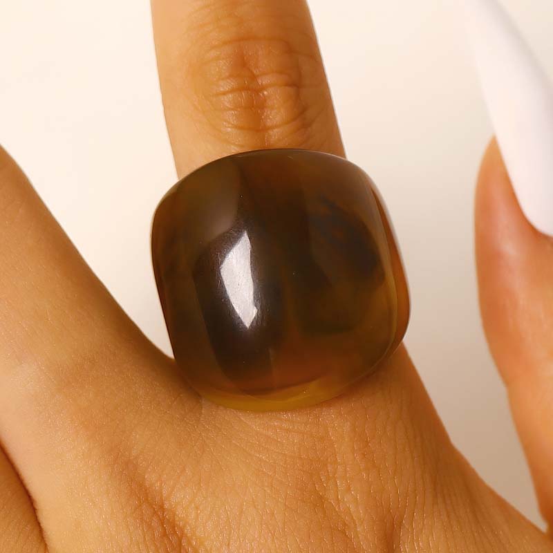 Vintage Kolorowe Nieregularne Gładkie Pierścionki z Żywicy dla Kobiet Boho Plastikowe Geometryczne Pierścionki na Palce Estetyczne Imprezowe Cyrkon