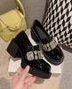 Round head heightened platform small leather shoes women's 2025 new niche high heel thick heel JK single shoes British rhinestone loafers