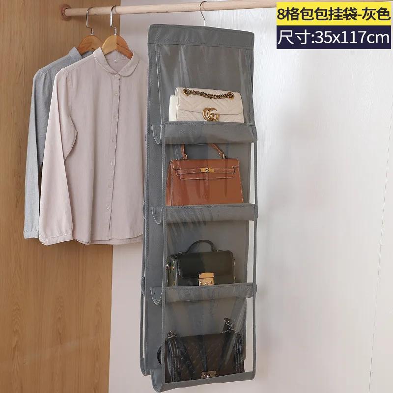 6/8 Pocket Hanging Handbag Organizer Handbag Storage Artifact Bag Dust-proof Cover Household Wardrobe Closet Organizer