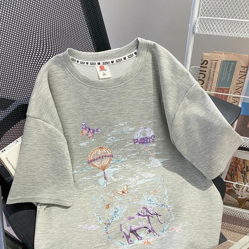 Extra-large Size Stylish Printed Short-sleeved T-shirt