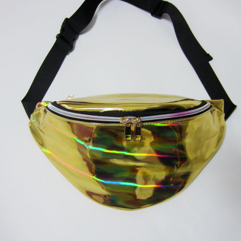 

Iridescent Women s Neon Reflective PVC Fanny Pack - Trendy Outdoor Sports Crossbody Bag