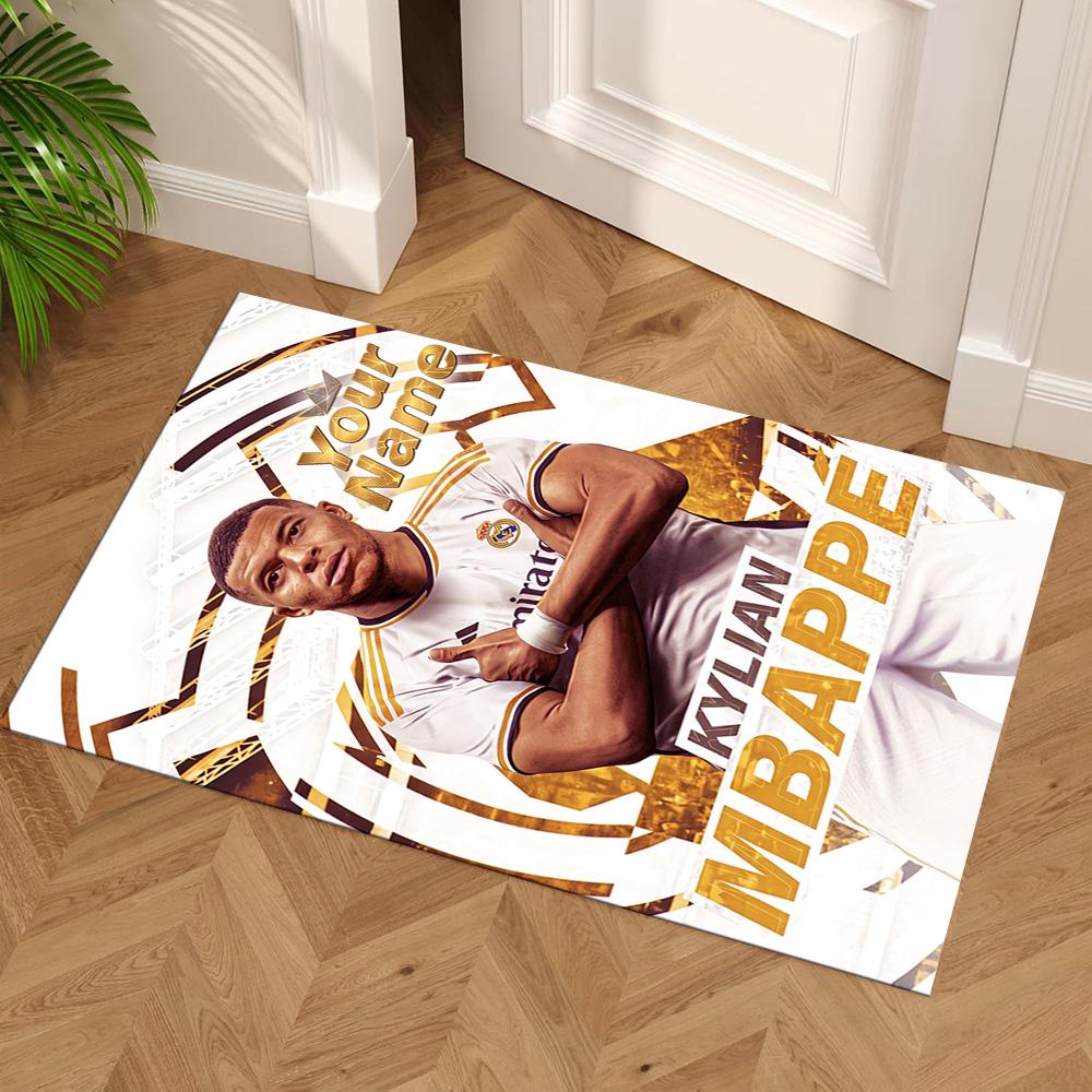 Mbappé Customize Text Carpet Perfect for Living Rooms Game Room Hallway Foyer Anti-slip Rug Office Home Decor Gift for Festivals