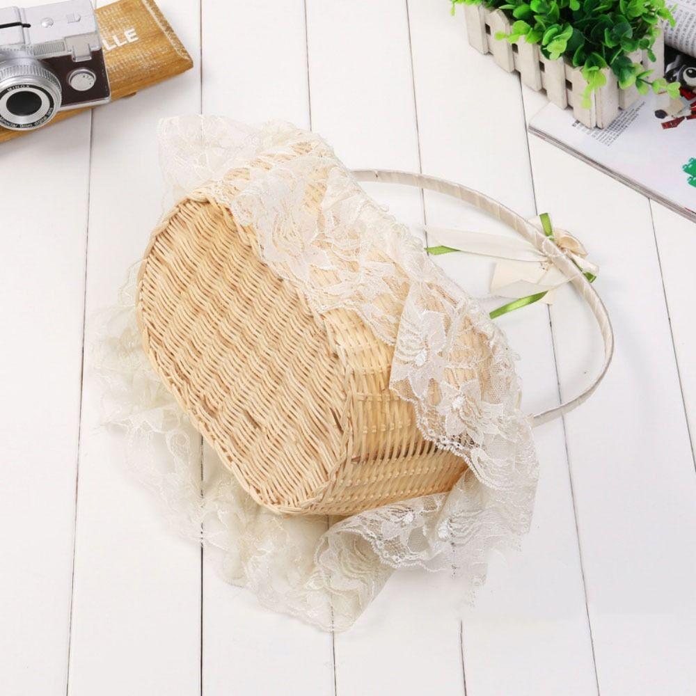 Imitation Rattan Woven Storage Baskets With Handle Wicker Flower Basket For Plant Home Wedding