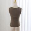 Women's 2025 Winter Korean-Style Slimming Warm Vest with Chest Pads - White, Non-See-Through