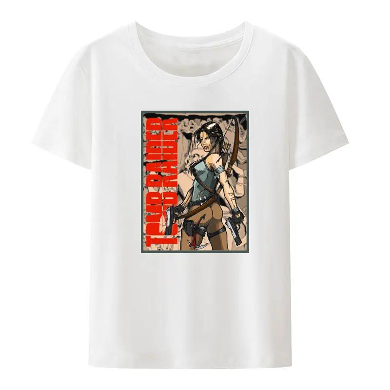 Tomb Raider Lara Croft Black White Print T Shirt Men Women Short Sleeve Oneck Fashion Streetwear Creative Popular Hipster Shirt