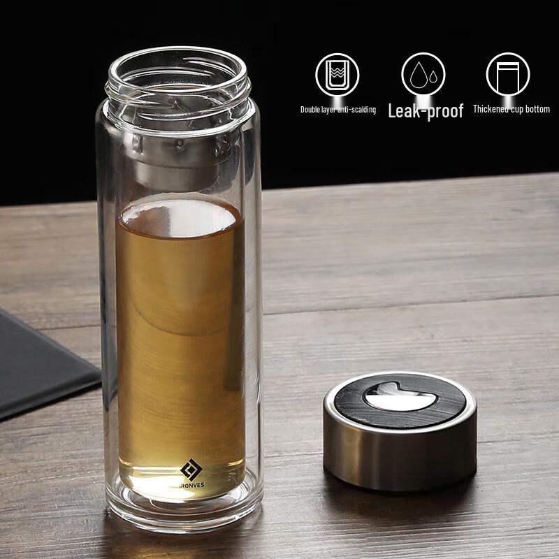 Yileya 320ml Double Wall Glass Business Tea Infuser Cup