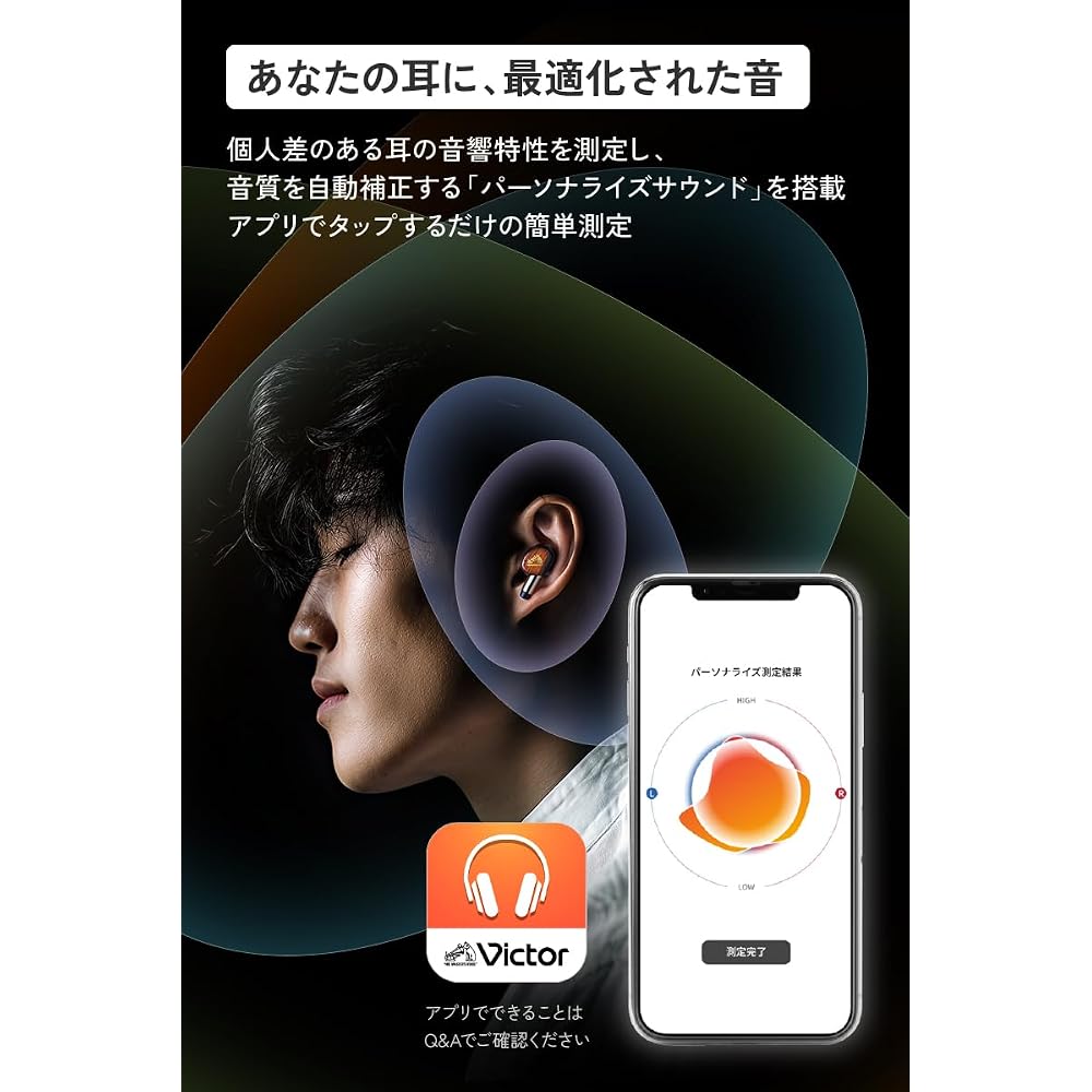 JVC Kenwood Victor WOOD master Wireless Earphones, Bluetooth Ver. 6.0, Noise Cancelling, High-Resolution Audio, Multipoint, Microphone, Waterproof, Lo