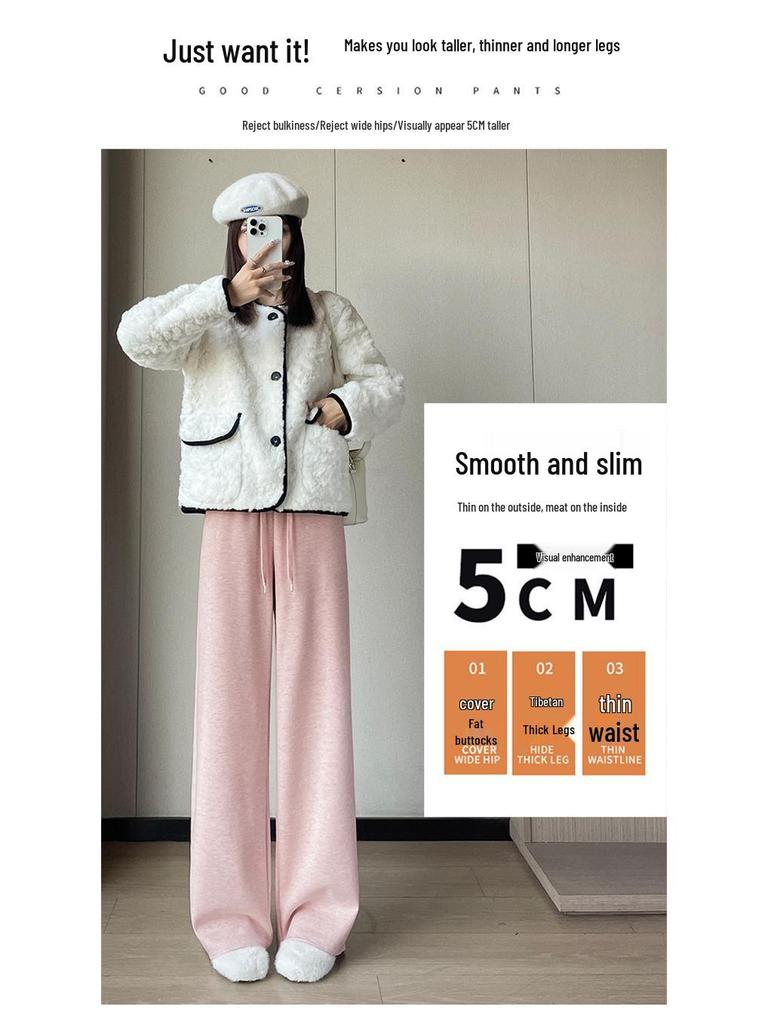 Spring High-Waisted Knitted Wide-Leg Pants for Women
