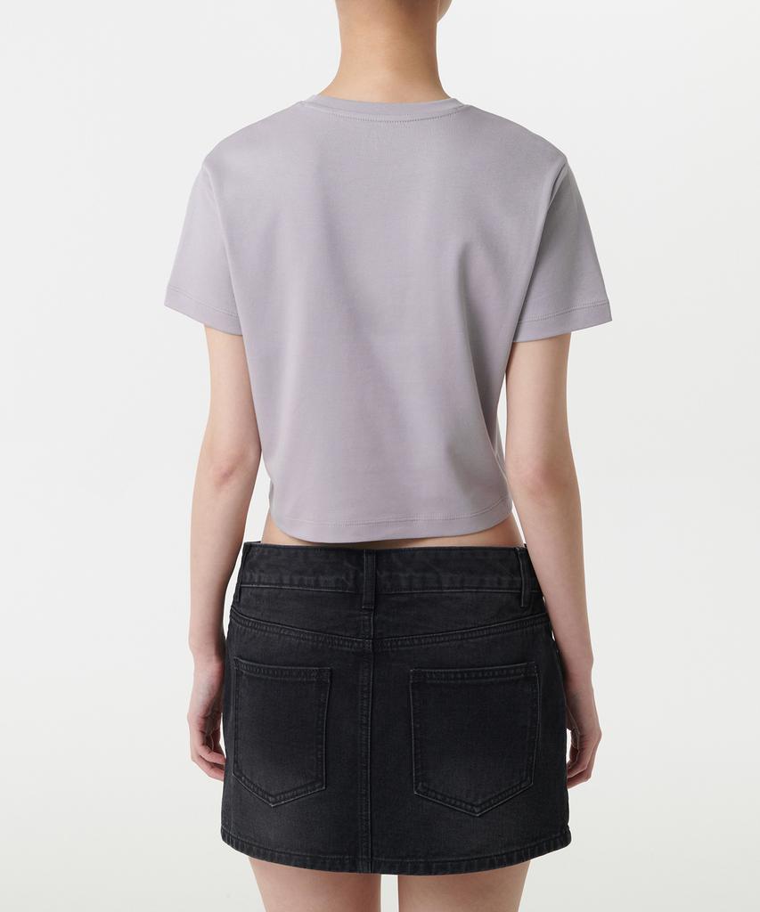 MUSINSA STANDARD WOMAN Women'S Crew Neck Crop T-Shirt [Purple Grey]