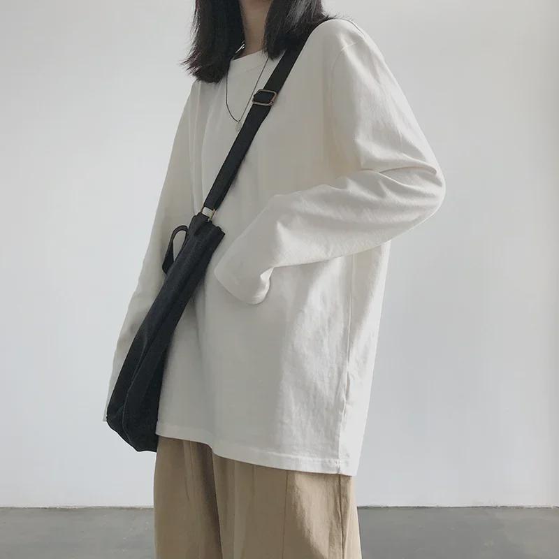 Autumn 2025 Women's White Long-Sleeve Korean Style Bottoming T-Shirt
