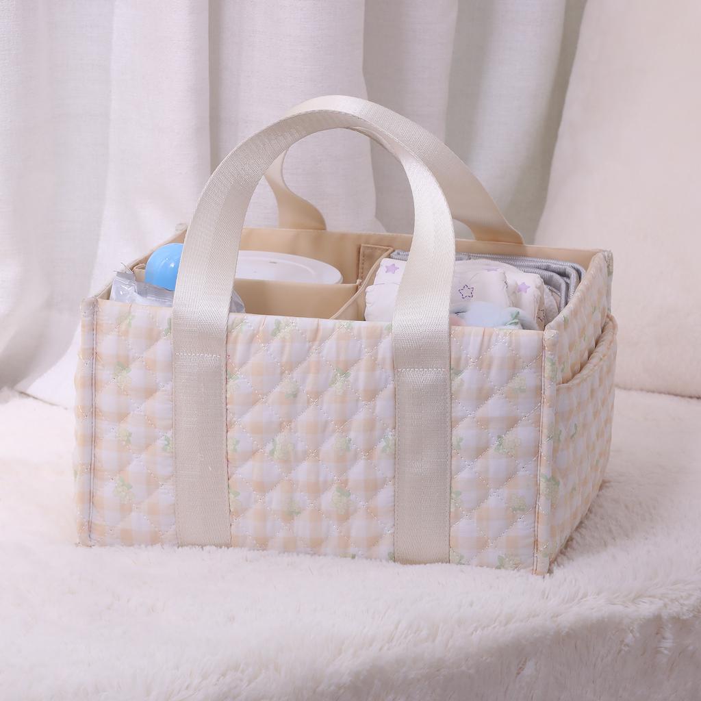Diary Floral Diaper Caddy Organizer with Removable Dividers Baby Essentials Organizer Gift for Babyshower Newborn Parents Gift