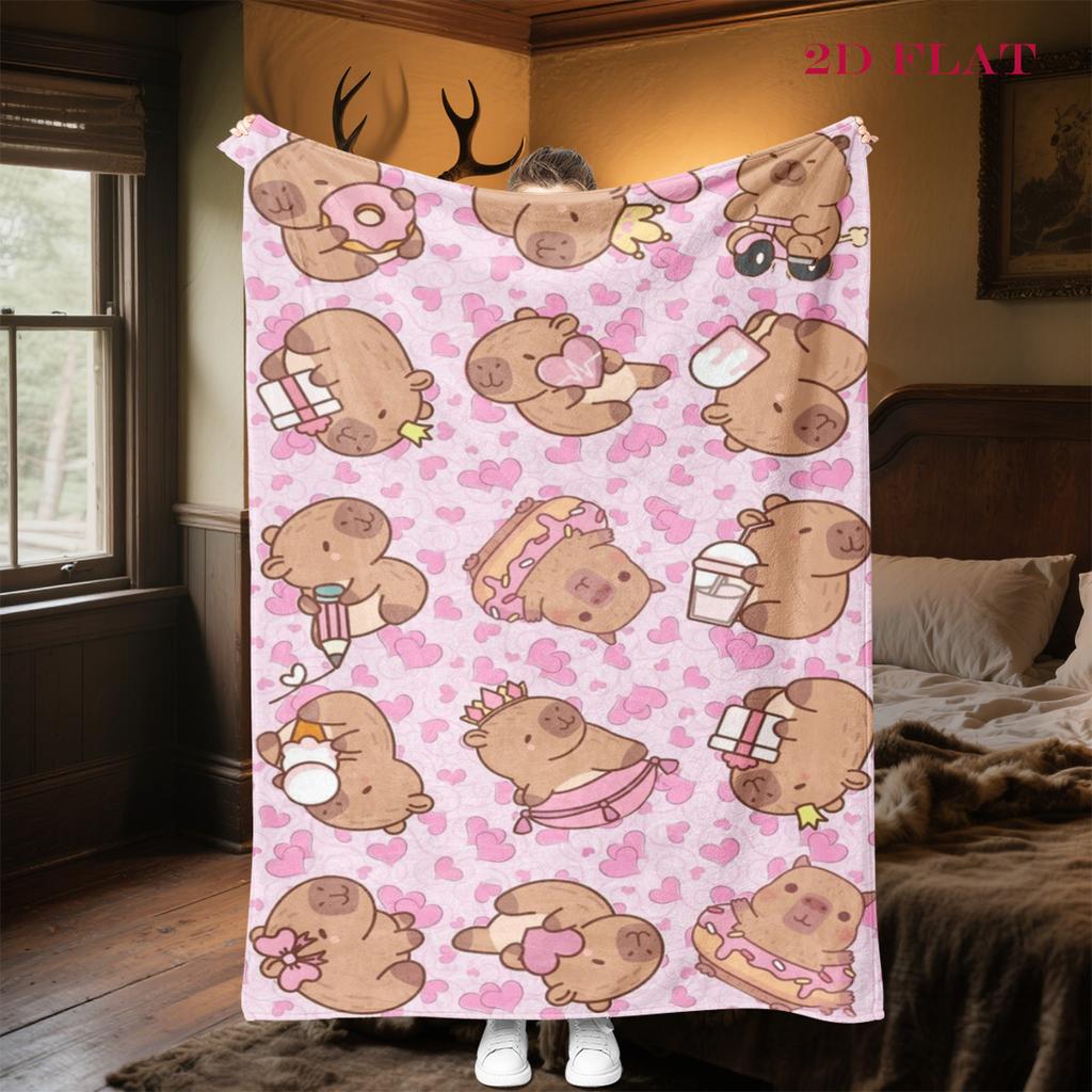 Capybara Companions Blanket Suitable for All Seasons Soft and Comfortable Digital Printing Sheet Nap Blanket